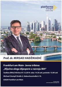 Plakat Frankfurt MH 215x300 - Update - Javna tribina na temu "Uloga dijaspore u razvoju BiH" - Dezember 2019 - Düsseldorf, Hamburg, Frankfurt am Main